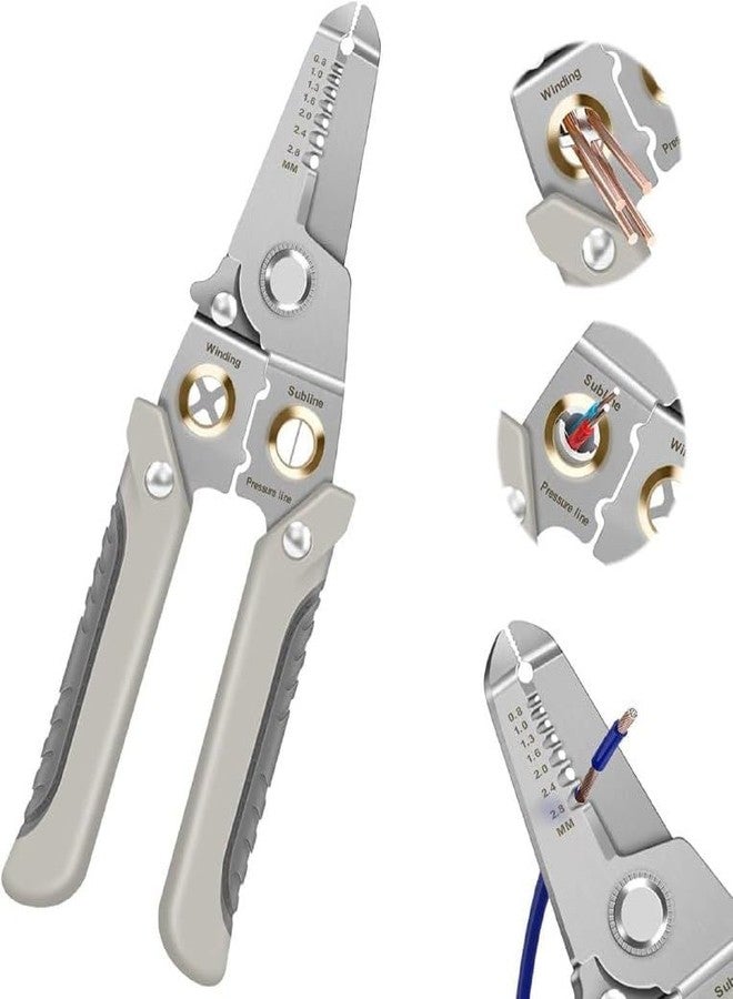 BKQPTL 6-in-1 Wire Stripper & Crimping Tool - Stainless Steel Wire Cutter, Cable Stripper, Wiring Winder & Multi-Function Pliers for Electricians - Image 1